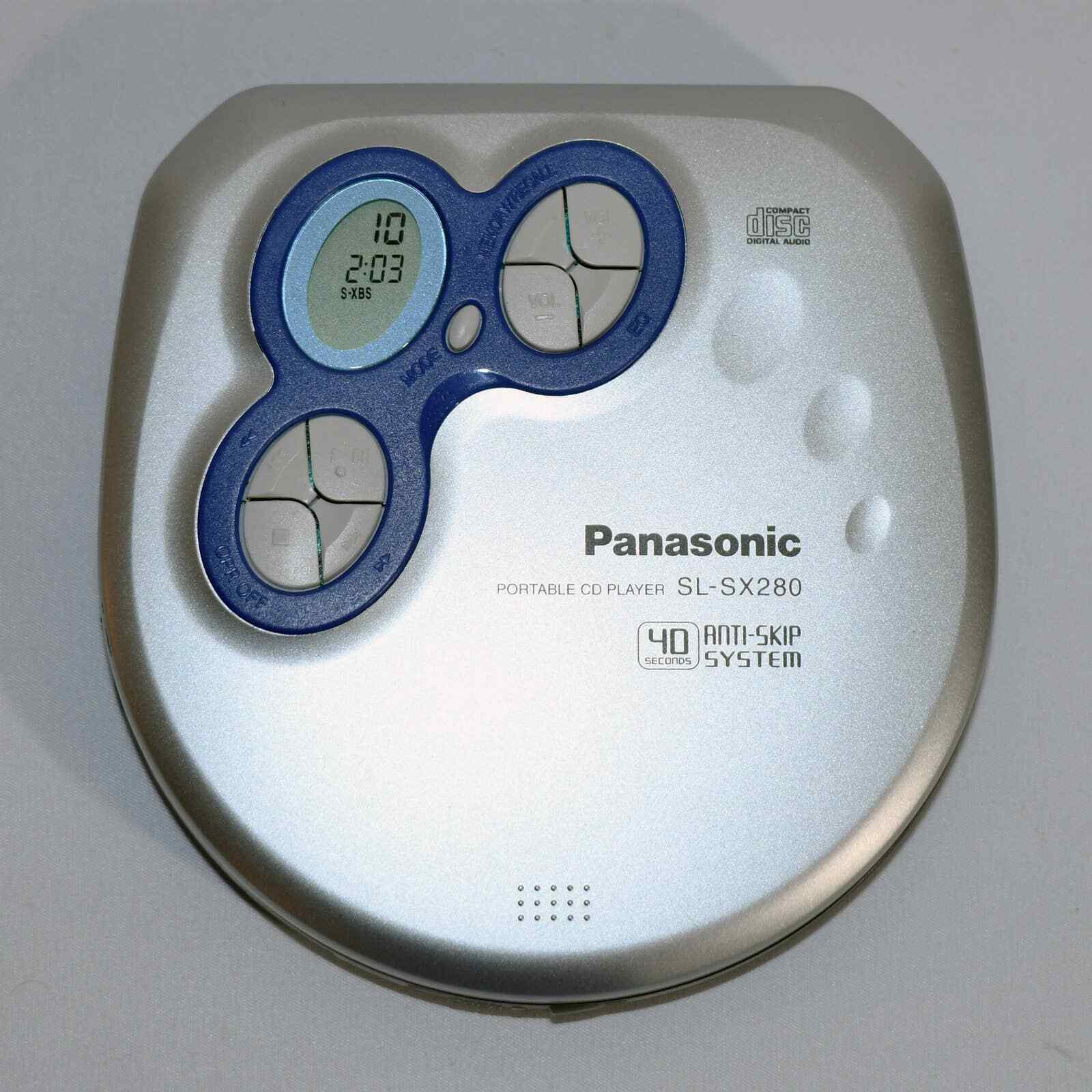 Silver and Blue Panasonic SL-SX280 Portable CD Player 