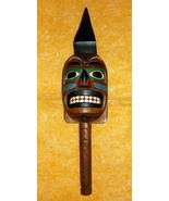 GARY RICE HAND CARVED PAINTED WOOD CEREMONIAL STYLE SIGNED RAVENS RATTLE VINTAGE - $595.00