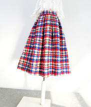 Women  Plaid Pleated Skirt High Waist Winter Wool Pleated Skirt Plus Size image 12