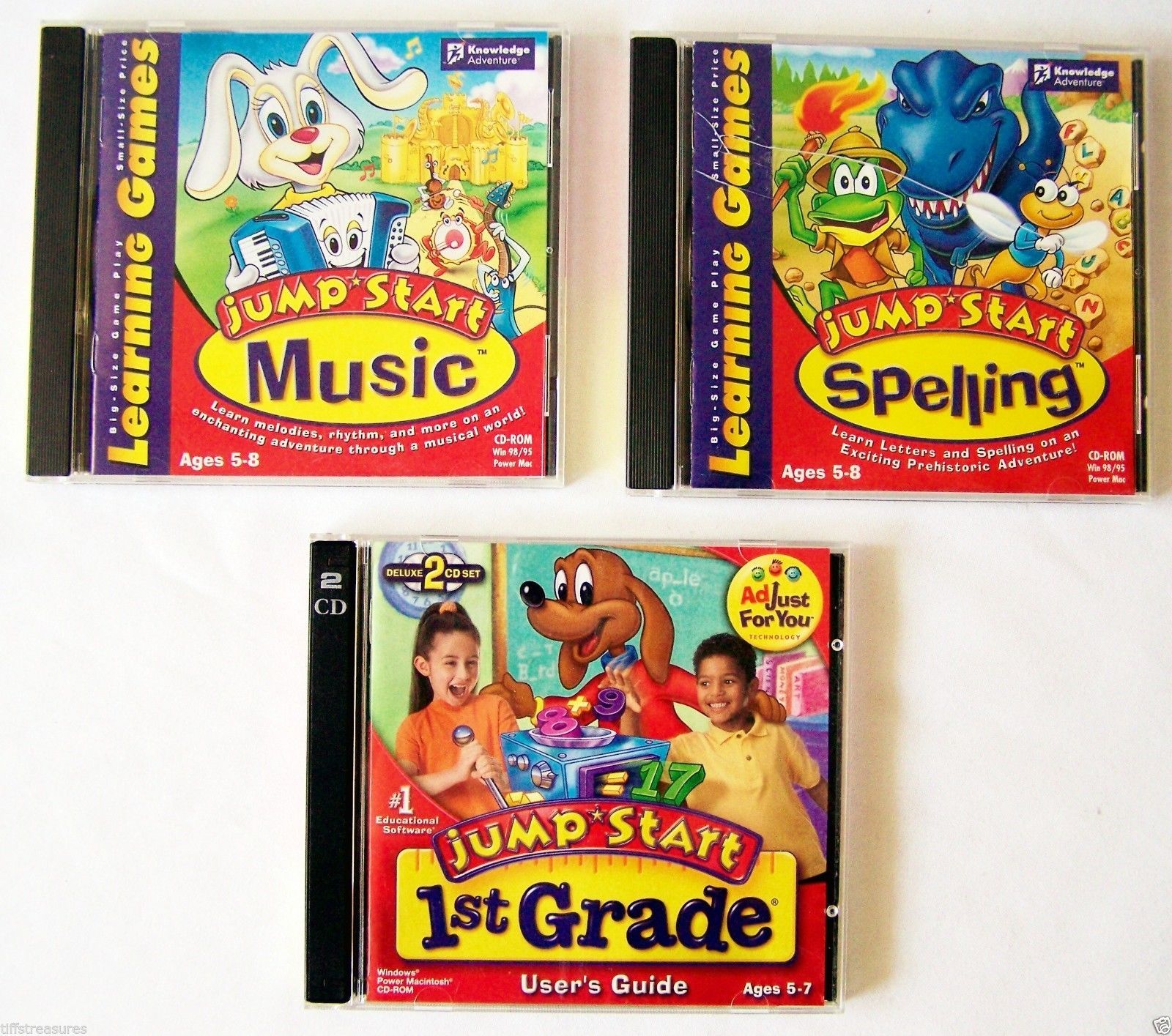 Lot 3 Children Kids CD Software JUMPSTART 1st GRADE + Music + Spelling