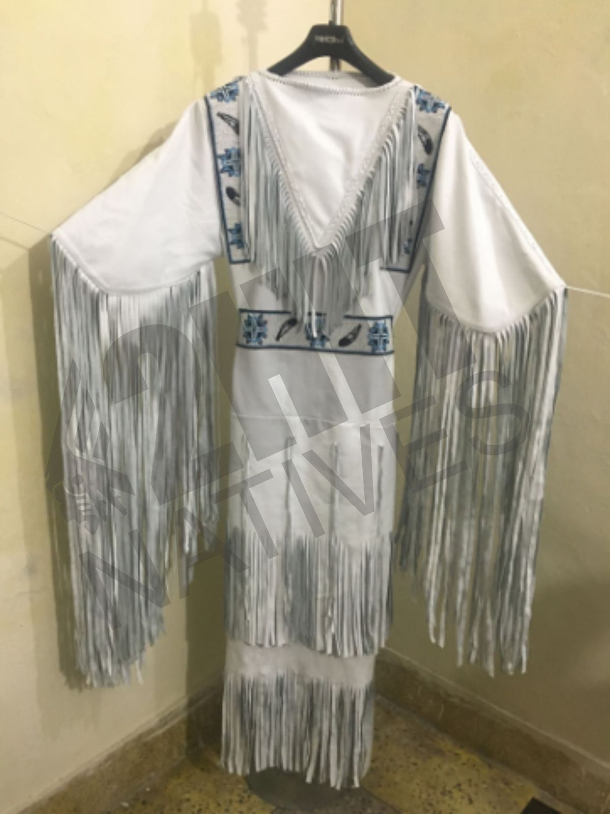 NEW WOMENS NATIVE AMERICAN WHITE BUCKSKIN GOAT LEATHER WEDDING DRESS