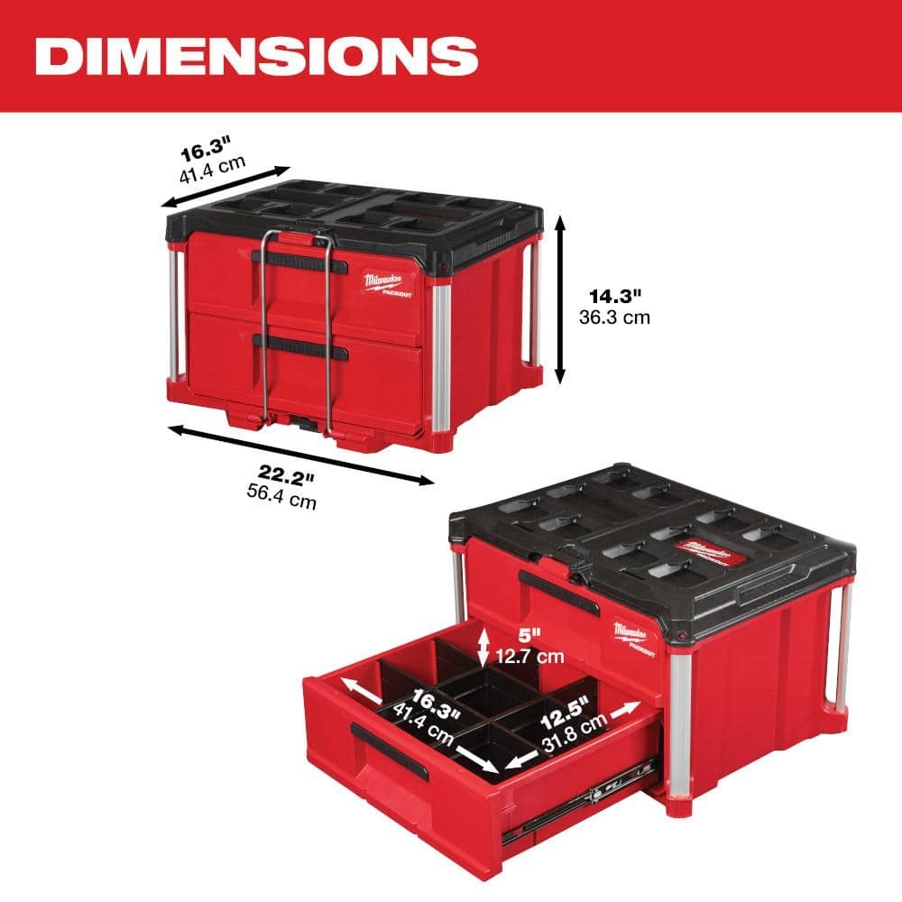 Milwaukee Packout 20 In. 2-wheel Utility Cart With 2-drawer - Kitchen 