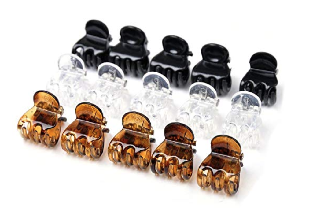 Goody Classics Mini Claw Hair Clips, Black Brown Clear, 15 Count Hair