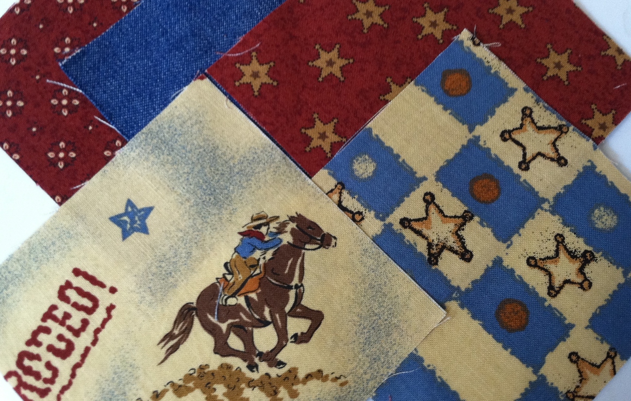 Cowboy Print Quilt Block Squares 4 by 4 inch 100 blocks per pack