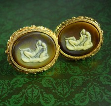 Erotic Female Cuff links lovers Vintage Cufflinks Nude goddess Incolay M... - $125.00