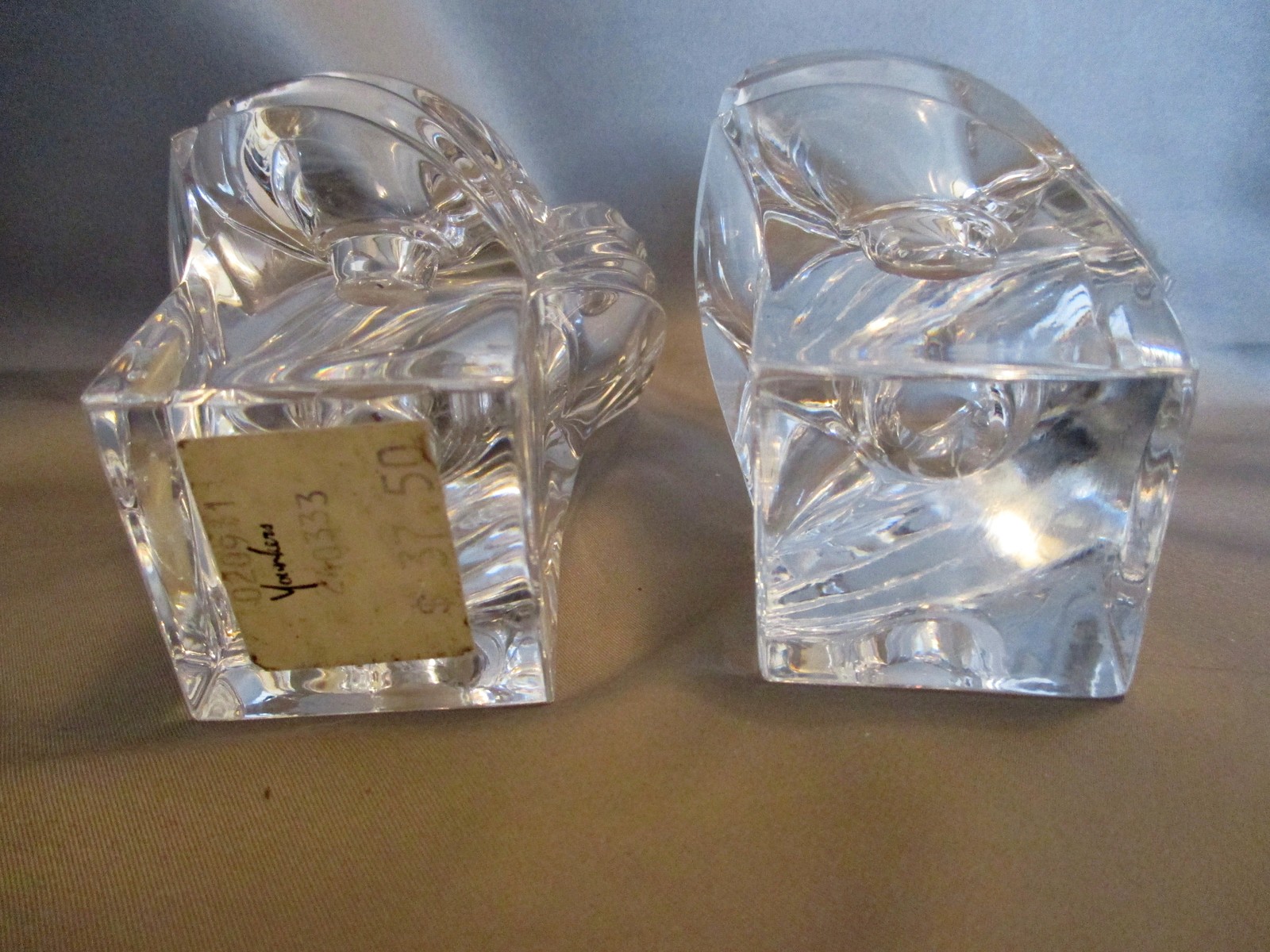 Mikasa Crystal Art Deco Candle Holders Square BaseGermany Mikasa