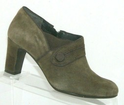 Clarks Tamryn Maize brown pewter suede side zip bootie block heels 6.5M - $31.43