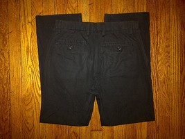 Gap Mens Casual Pleated Black Khaki Chino Straight Fit Slacks Pants 34/32 - $14.99