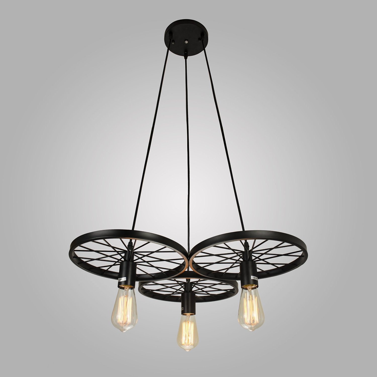 Industrial style pendant light 3 edison bulbs chandelier lighting