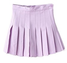 Women High Waist Solid Pleated Mini Slim Single Tennis Skirts ( M, Purple) - $22.76