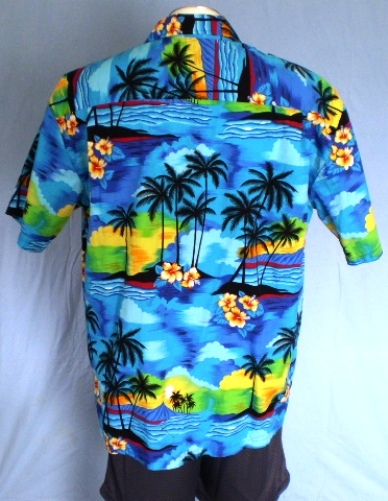 Chemise Hawaïenne Big Dogs Homme XL - Motif Palmier Et Chien, 100% Rayon, Jordanie, Occasion Bon état