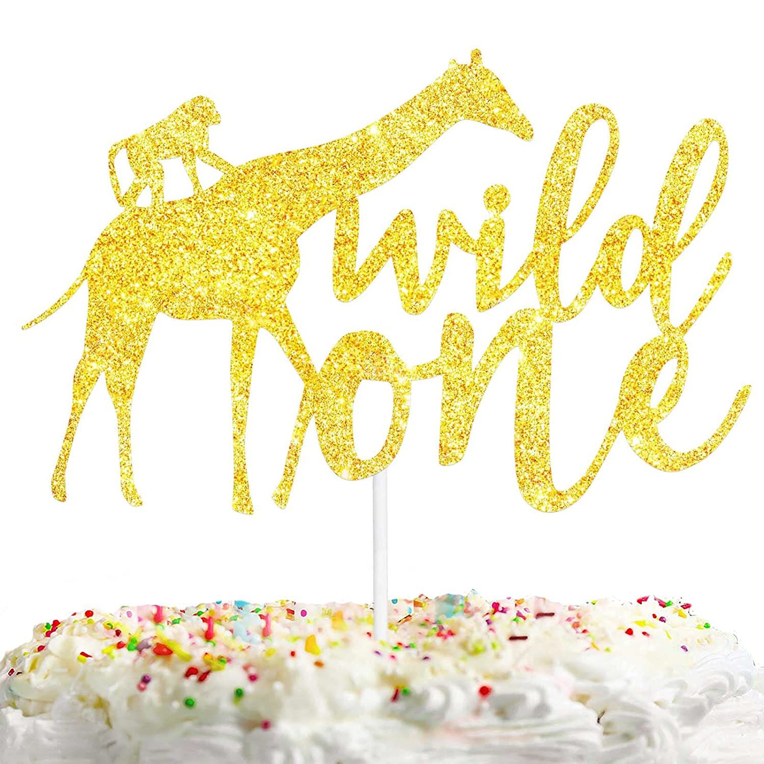 Animal Jungle Cake Topper Gold Glitter Wild One Theme Baby Shower Boys