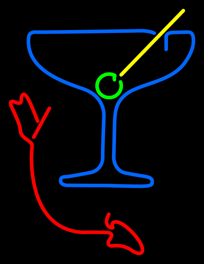 Martini Glass With Arrow Neon Sign 16" x 16" Other Collectible Lighting