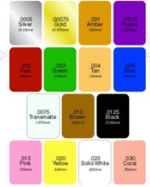 SHIMS 24X24 COLOR CODED 15 GAUGES PLASTIC SHIM STOCK 116752 Plastic & Rubber Round Rods