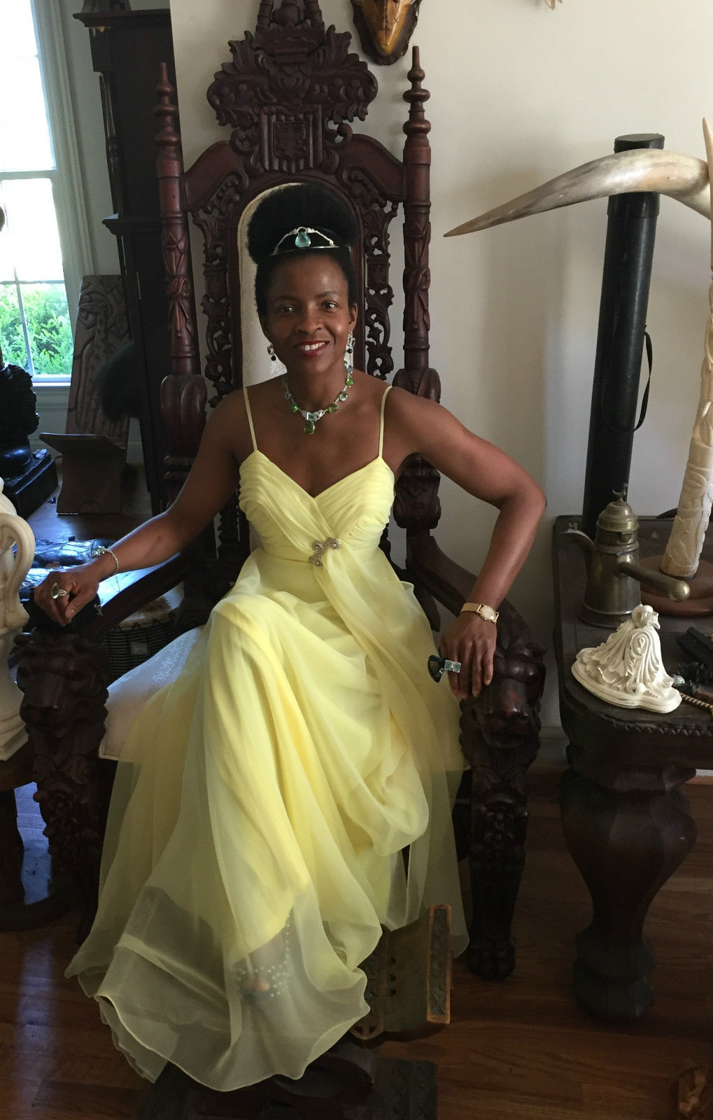 Vintage Sexy Classy Runway Spaghetti straps embellished Yellow dress