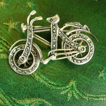 Sterling mechanical Bicycle brooch WHEELS MOVE silver bike vintage high quality  - $125.00