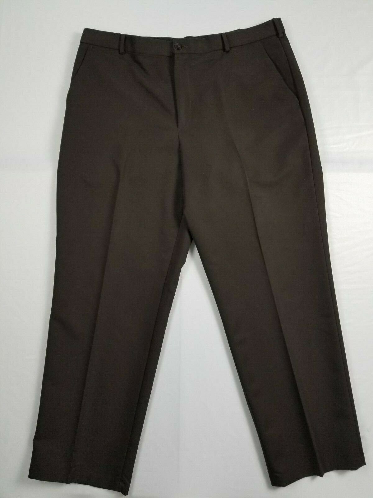 Dockers Premium Men's Flat Front Relaxed Dark Brown Dress Pants Size ...