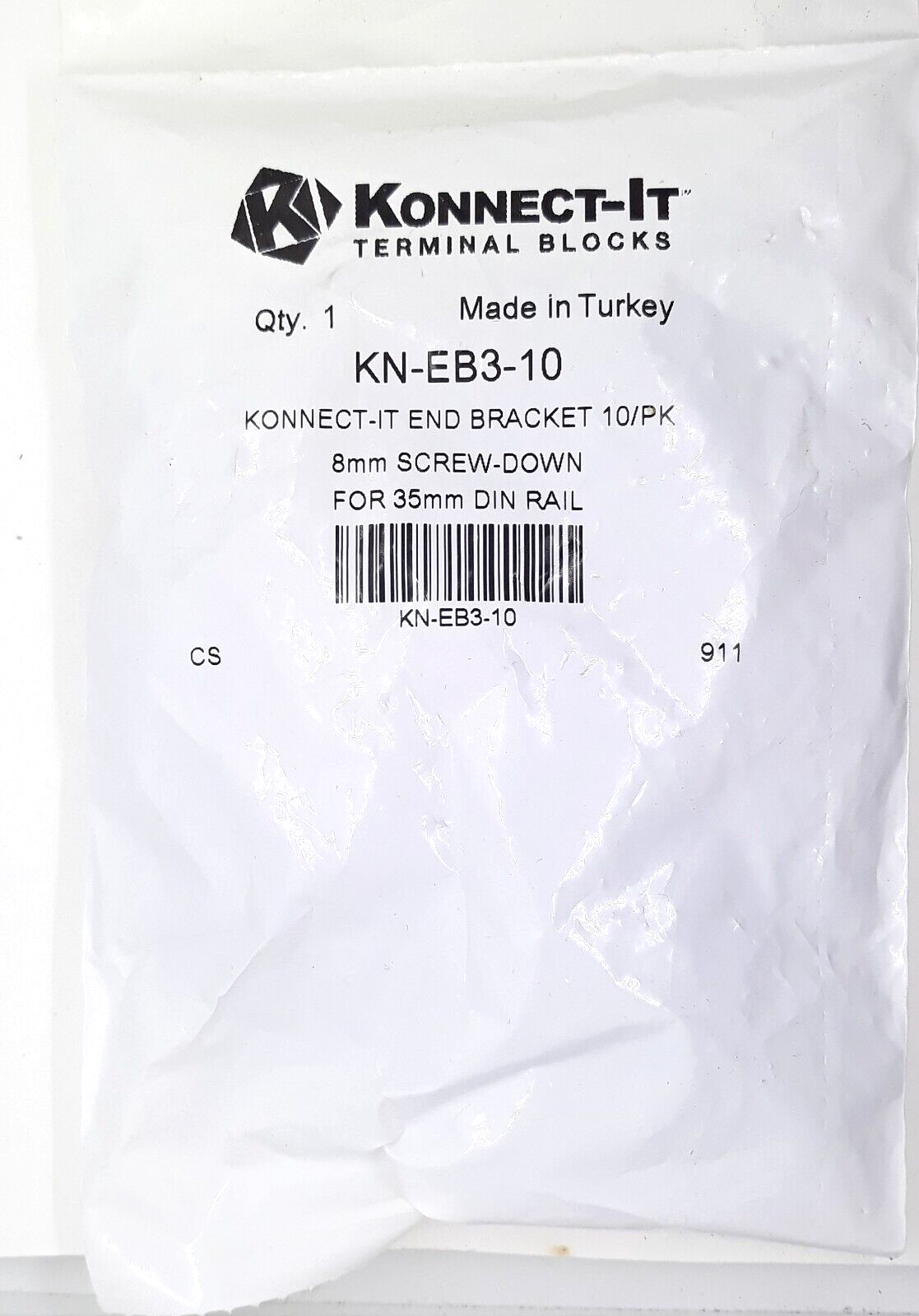 Konnect-It KN-EB3 Screw-Down End Bracket 8mm wide For use with 35mm Din ...