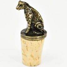 South African Cast Metal w Antique Brass Finish Cheetah Wine Bottle Cork Stopper