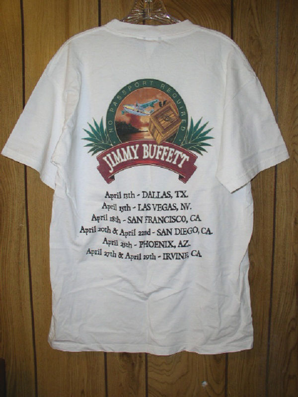 Jimmy Buffett Concert Tour T Shirt Vintage No Passport Required ...
