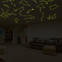 ( 157&quot; x 105&quot;) Glowing Vinyl Ceiling Decal Star Map with Lines / Glow in... - $397.97