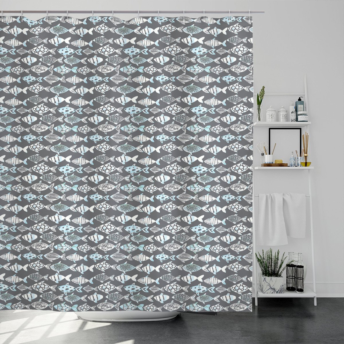 Abstract Fishing Theme Shower Curtain Shower Curtains