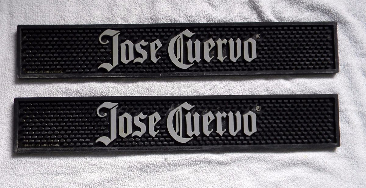 NEW JAGERMEISTER ADVERTISING BLACK RUBBER BAR MAT WHITE LETTERS 20.75/" x 3.25/"