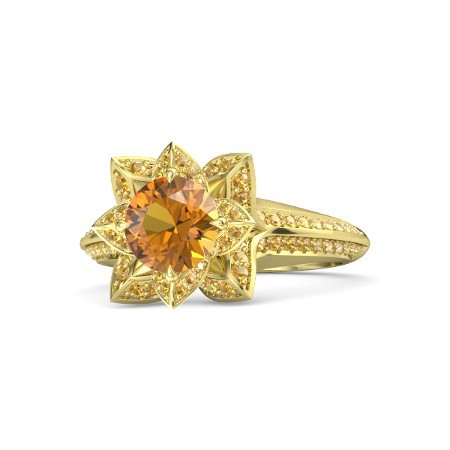 2.60 Ct Round Cut Citrine 14k Yellow Gold Plated Princess Tiana Engagement Ring