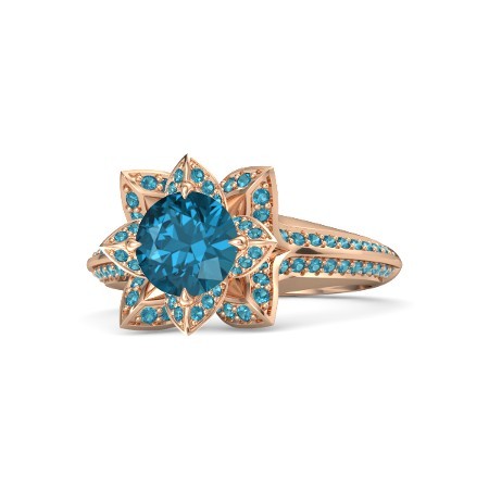 2.60 Ct Round London Blue Topaz 14k Rose Gold Fn Princess Tiana Engagement Ring