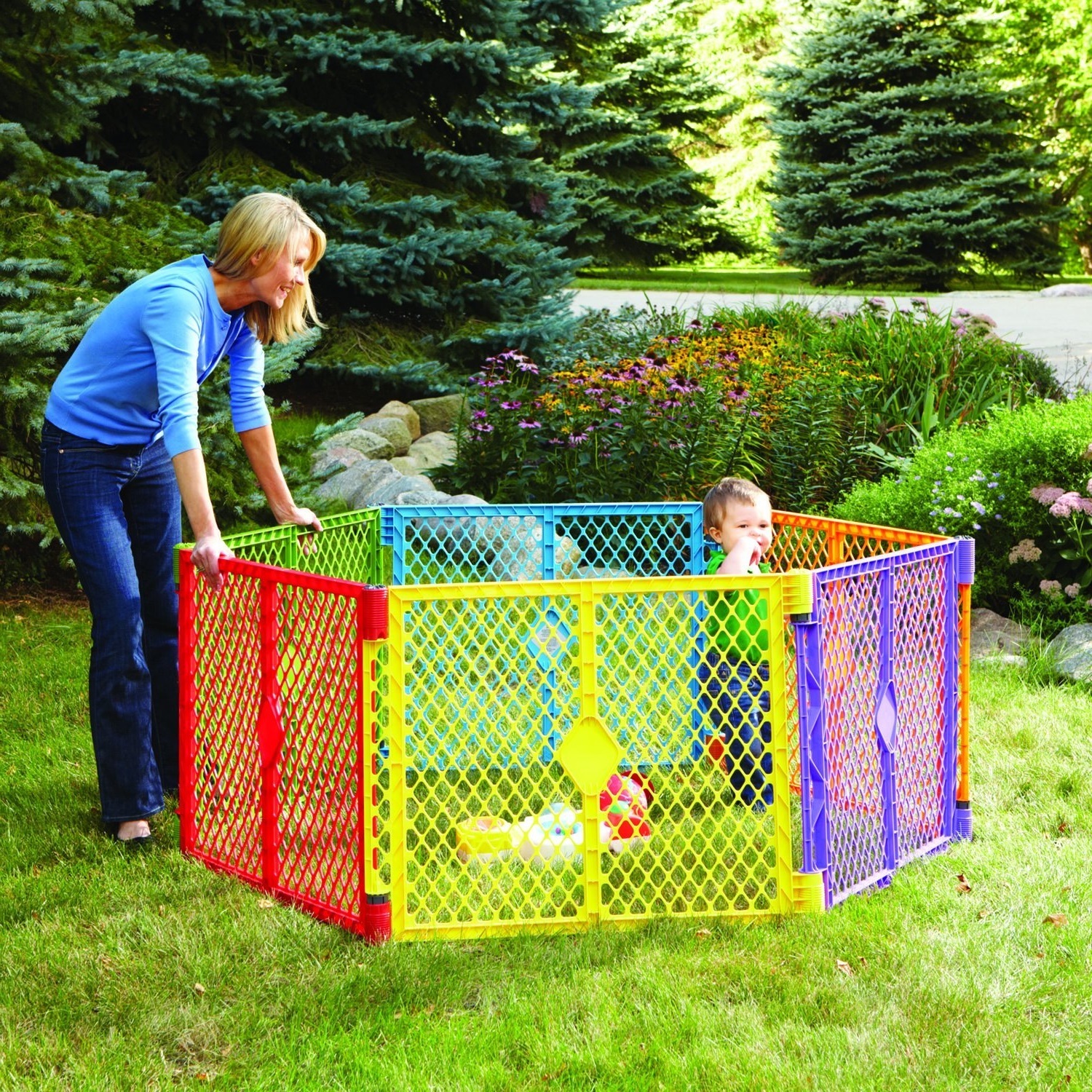 Portable Playpen Baby Playard Multi Color Plastic Panel Safety Free