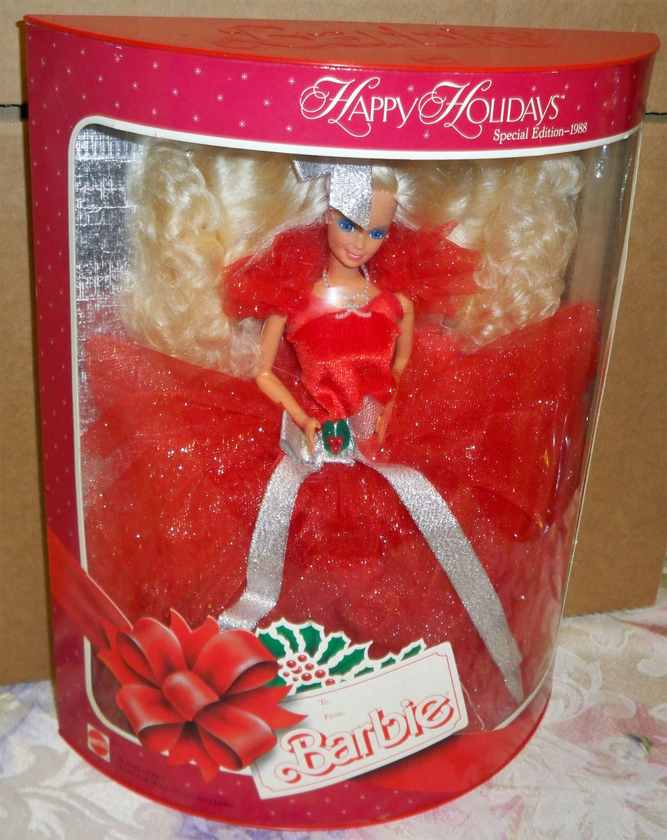 1988 Happy Holidays Holiday Barbie NRFB 88 Mattel Beautiful Doll! see