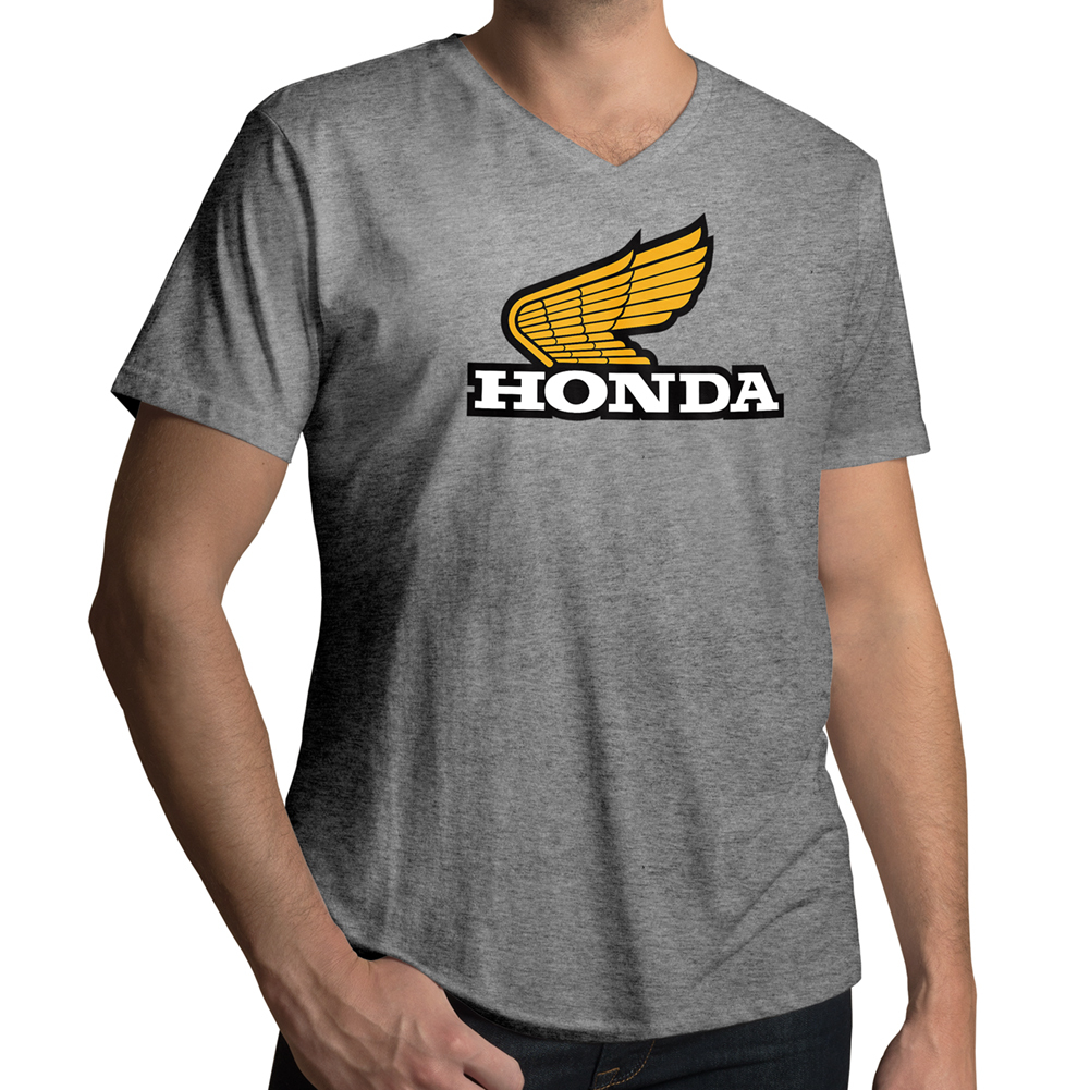 Retro Old 70s Honda Motorcycles Racing Wing Logo Mensunisex Tee V Neck T Shirt T Shirts 9990