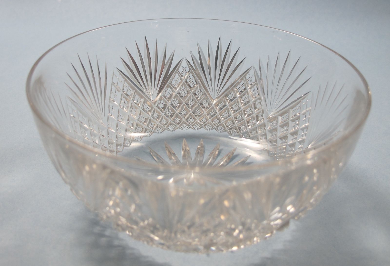 American Brilliant Period Cut Glass finger bowl strawberry diamond ...