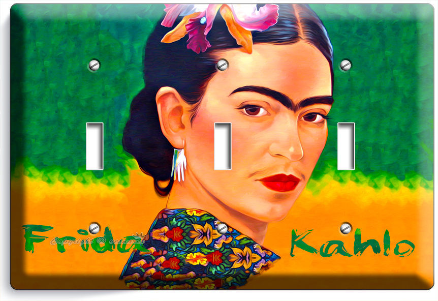 COLORFUL PORTRET FRIDA KHALO MEXICAN ARTIST TRIPLE LIGHT SWITCH WALL PLATE COVER