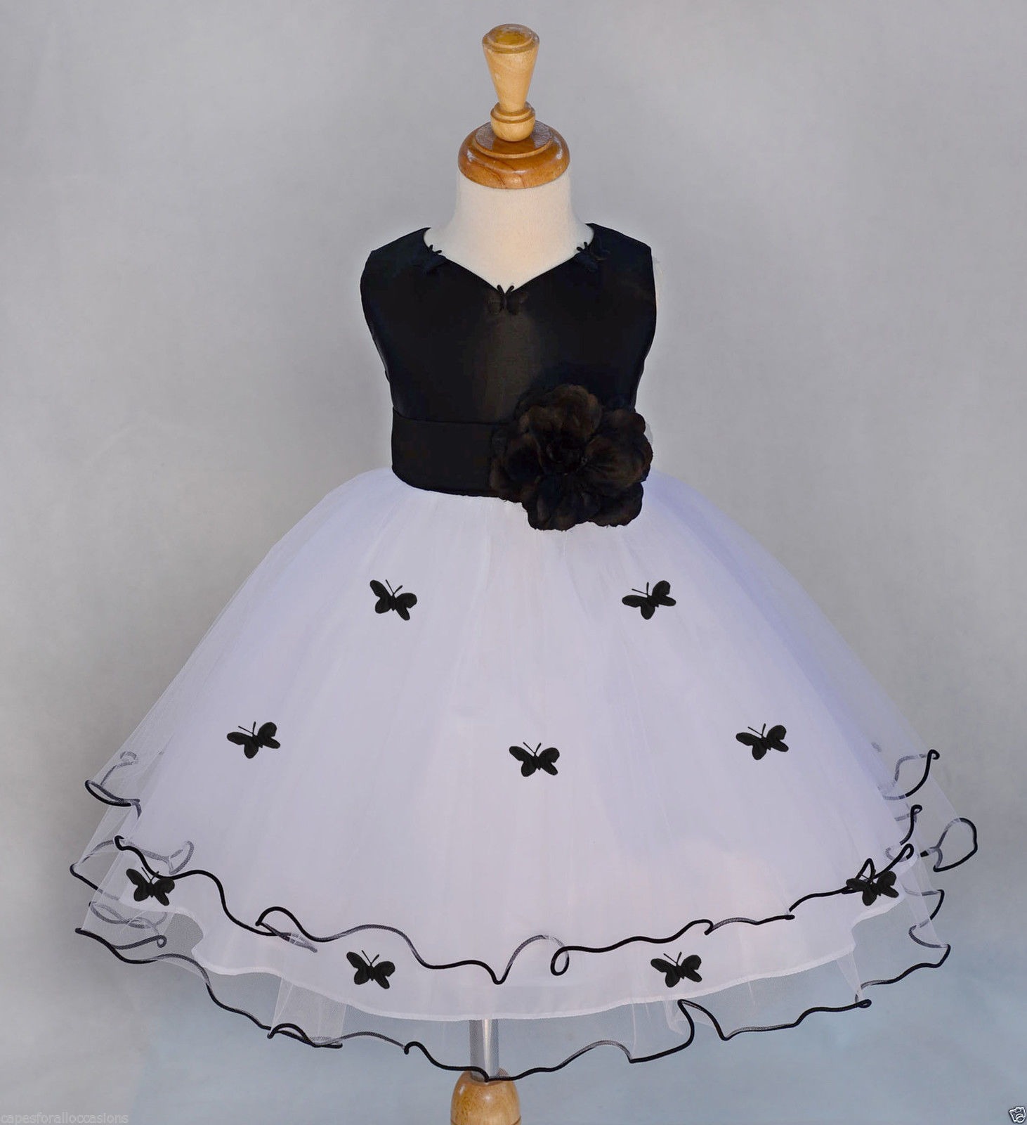 White Butterfly tulle dress tiebow pageant wedding bridesmaid party