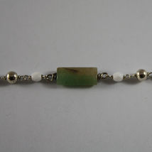 .925 RHODIUM SILVER NECKLACE WITH WHITE AGATE AND GREEN QUARTZ image 5