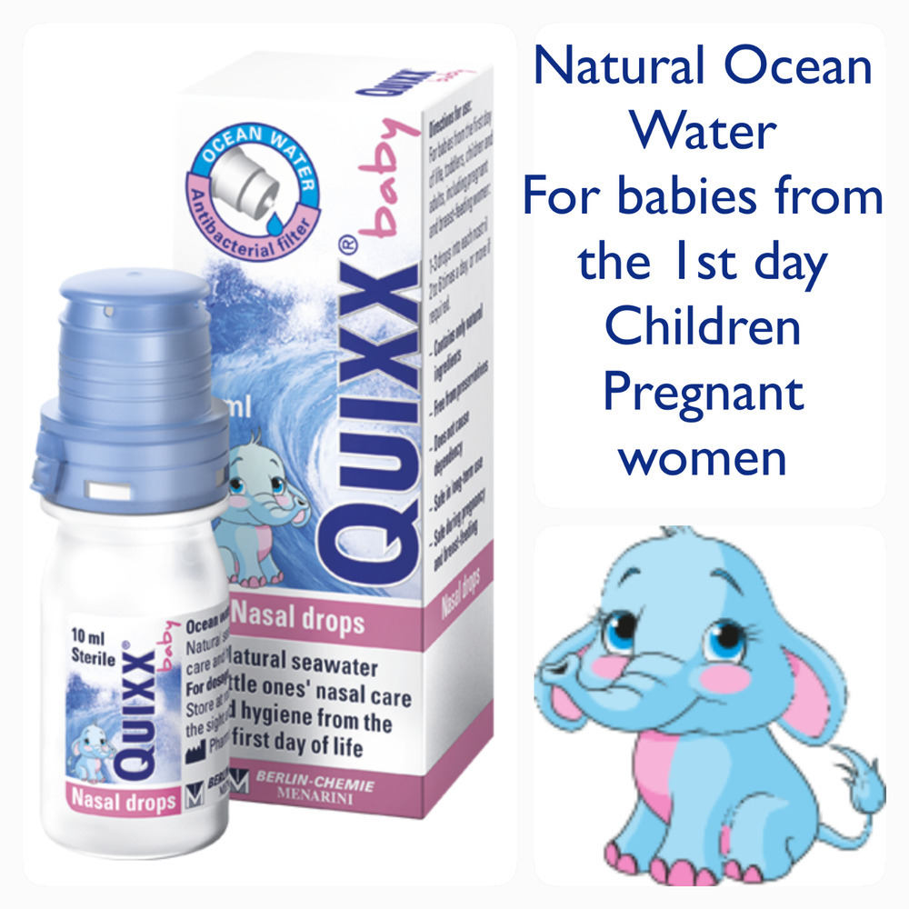 QUIXX Baby Nasal Saline Nose drops 10ml- Natural Ocean ...