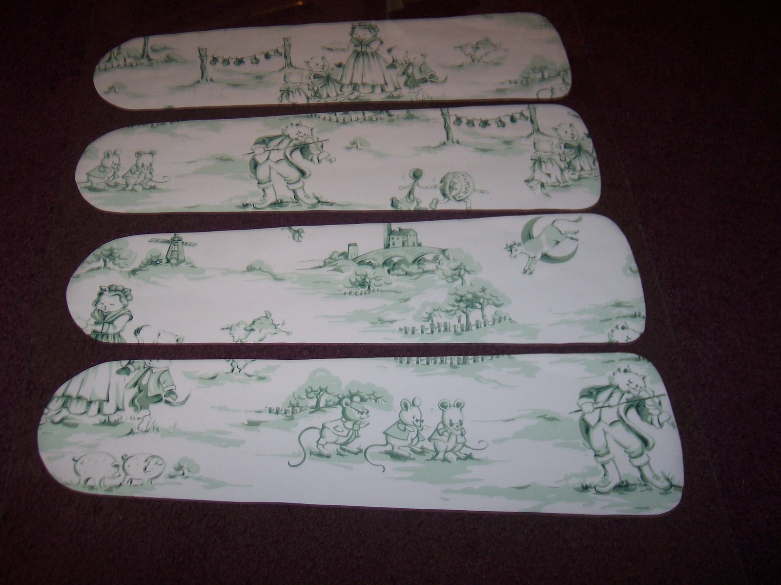 CUSTOM *NURSERY RHYME TOILE DESIGN CEILING FAN 4 BABY YOUR CHOICE