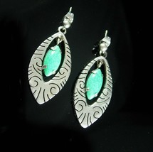 Vintage sterling earrings southwest teardrop 925 silver jewelry pierced ... - $75.00