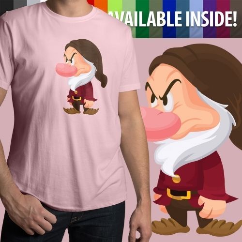 Snow White and the Seven Dwarfs Grumpy Disney Mens Unisex V-Neck Top Tee T-Shirt