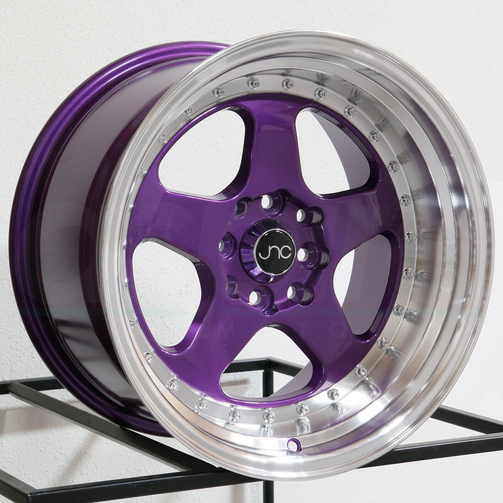 17x9 JNC 010 5x100 25 Candy Purple Machine Lip Wheels Rims Set(4) 73.1