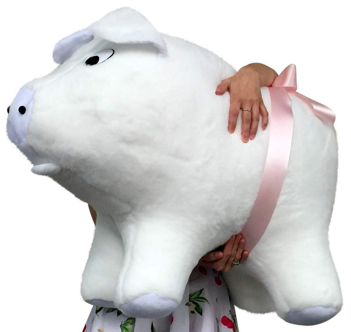 American Made Giant Stuffed Pig 32 Inch Soft White Big Plush Hog Farm