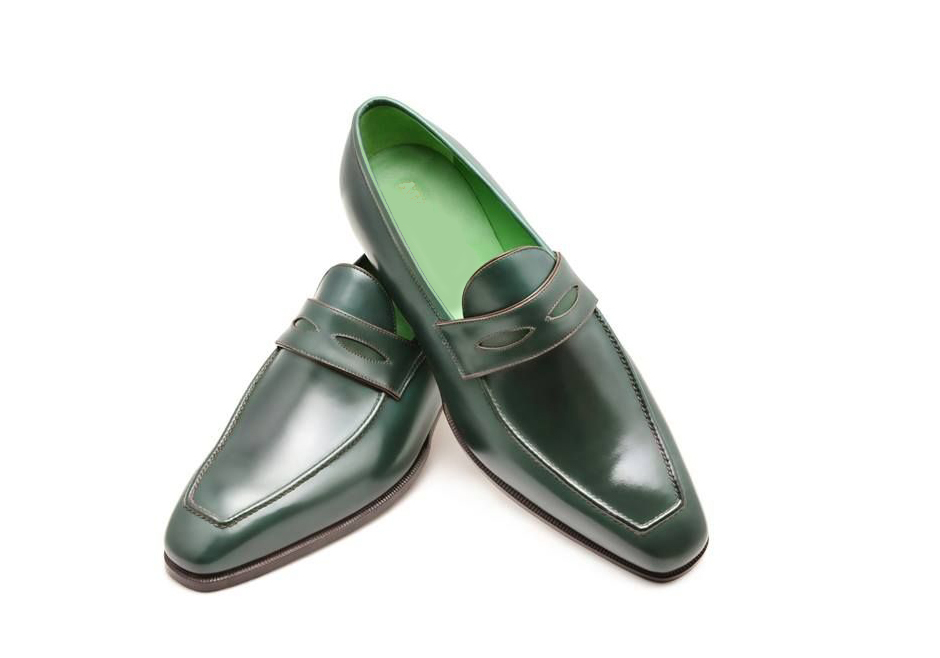 Green Slip On loafer Leather Shoes For Mens, Dress Formal ...