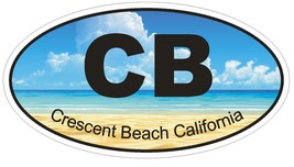 Crescent Beach California Oval Bumper Sticker or Helmet Sticker D1214 Euro Oval - $1.39+