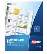Avery Business Card Pages, 76011, Pack of 10, Each Page Holds 20 Cards - $5.95