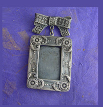 sterling Chatelaine Brooch Photo Frame Victorian 1920&#39;s dimensional pin ... - $155.00