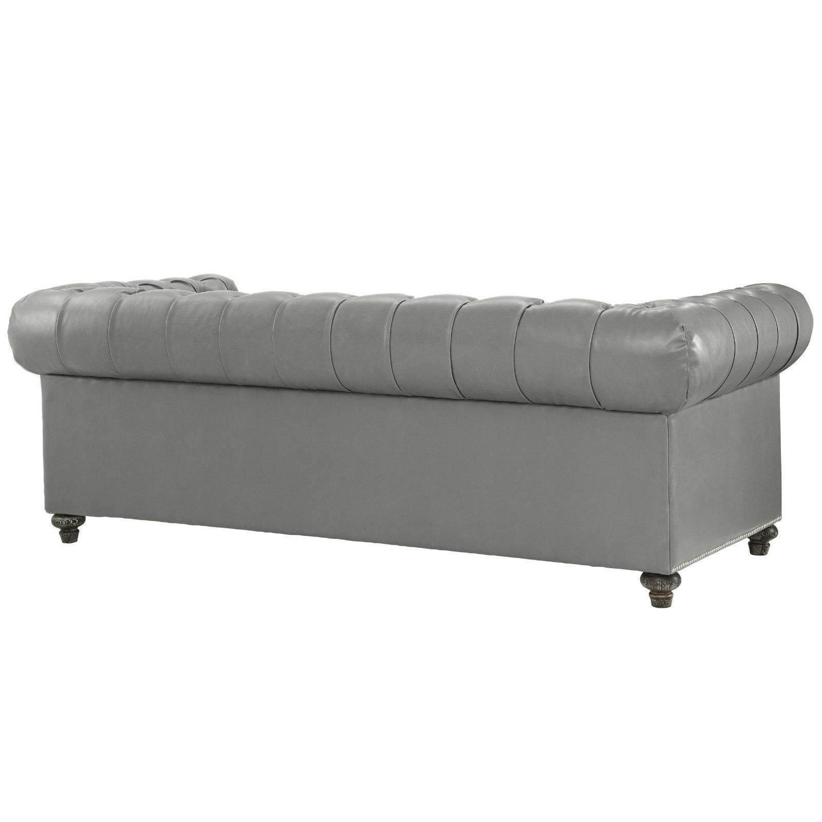 Restoration Hardware Replica Chesterfield Gray Leather NailHead Sofa