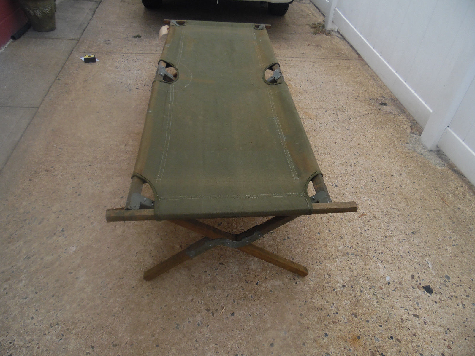 U.S. Military One Vintage Army Green Cold War Wooden Cot.Last of their