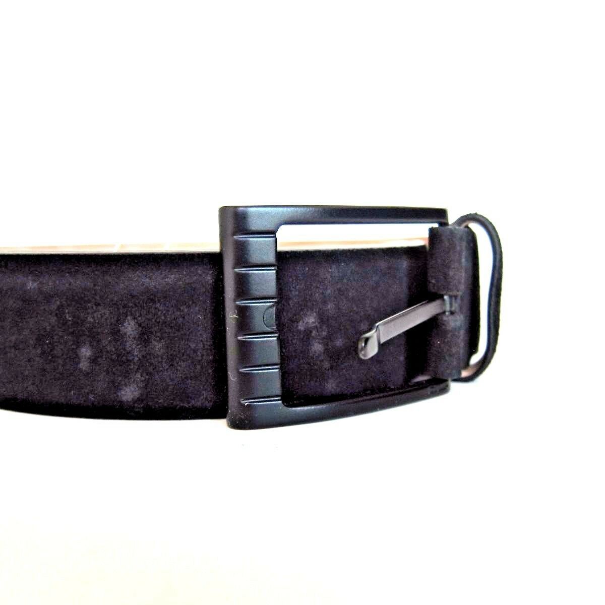 S-1852116 New Salvatore Ferragamo Black Suede Belt Size 34 Fits Waist 32 - Belts