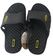 Shocked Boys Flip Flops Sports Slip-on Sandals Black/Yellow Size 1-2 LARGE - $9.89